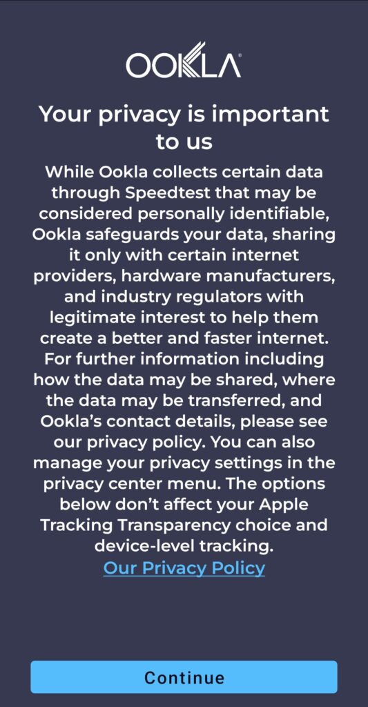 Ooklaのプライバシーポリシーについて説明している画像