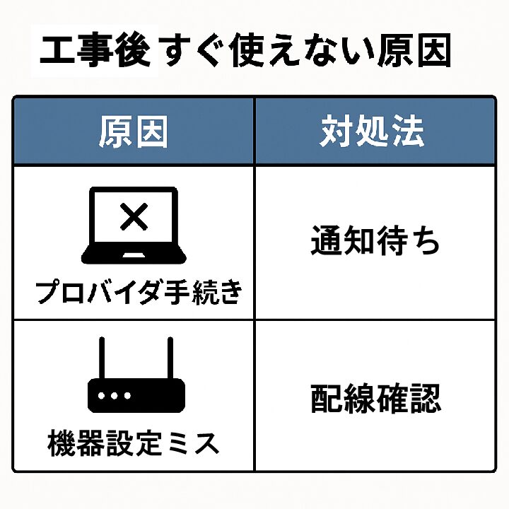 工事後すぐ使えない原因