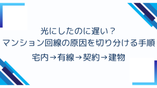 光にしたのに遅い？マンション回線の原因を切り分ける手順｜宅内→有線→契約→建物